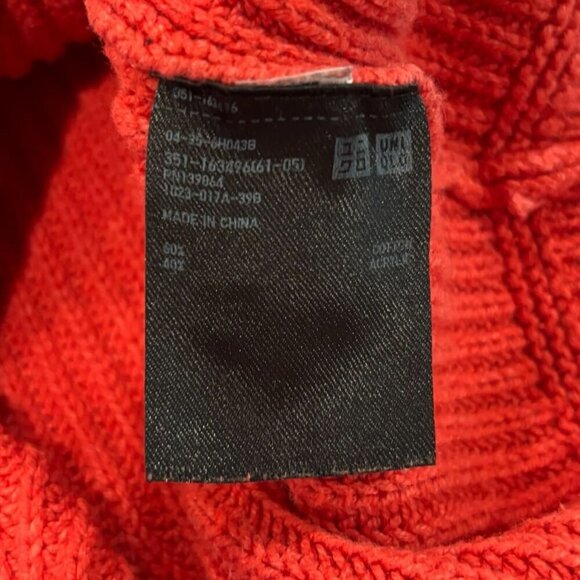 Uniqlo Knit Sweater | Orange Pullover Long‎ Sleeve Women’s Size M - Picture 5 of 5
